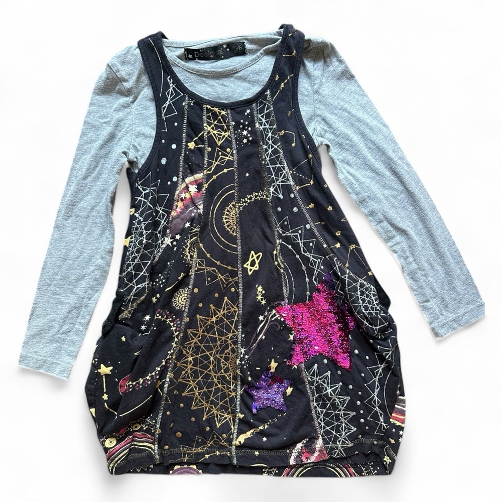 Desigual Girls Constellation Sequin Dress with Size 5/6